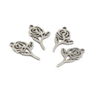 Anhänger als Rose aus 304 Edelstahl 4 Stück