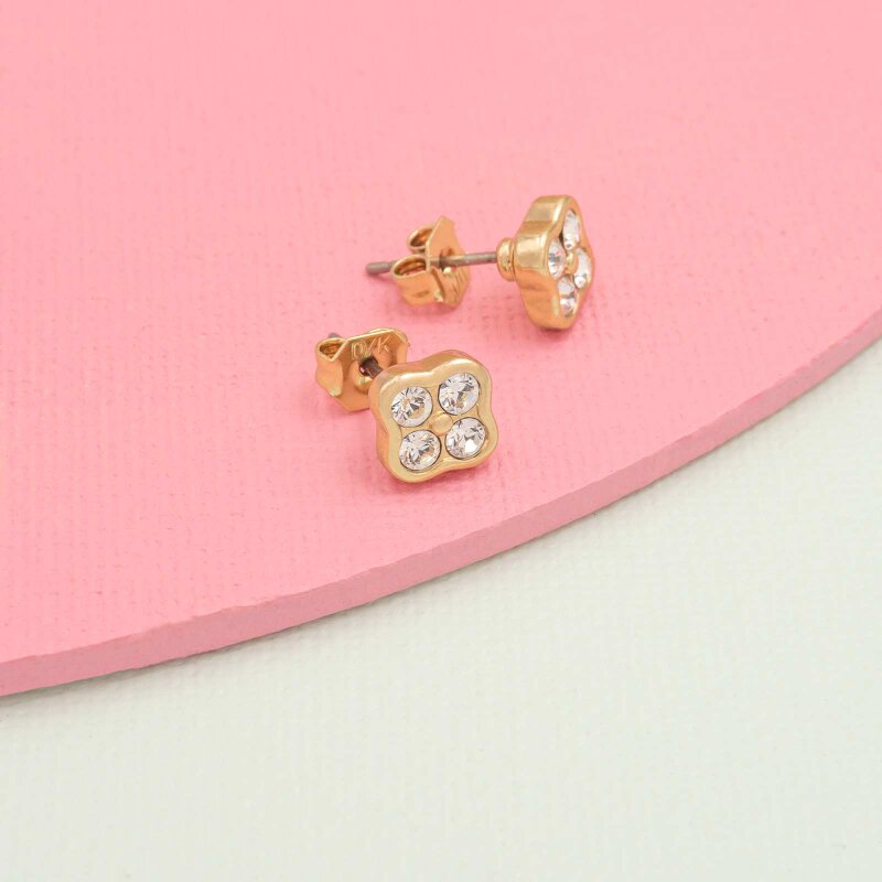 Dyrberg/Kern Rose Ohrstecker mit Zirkonia in goldfarben