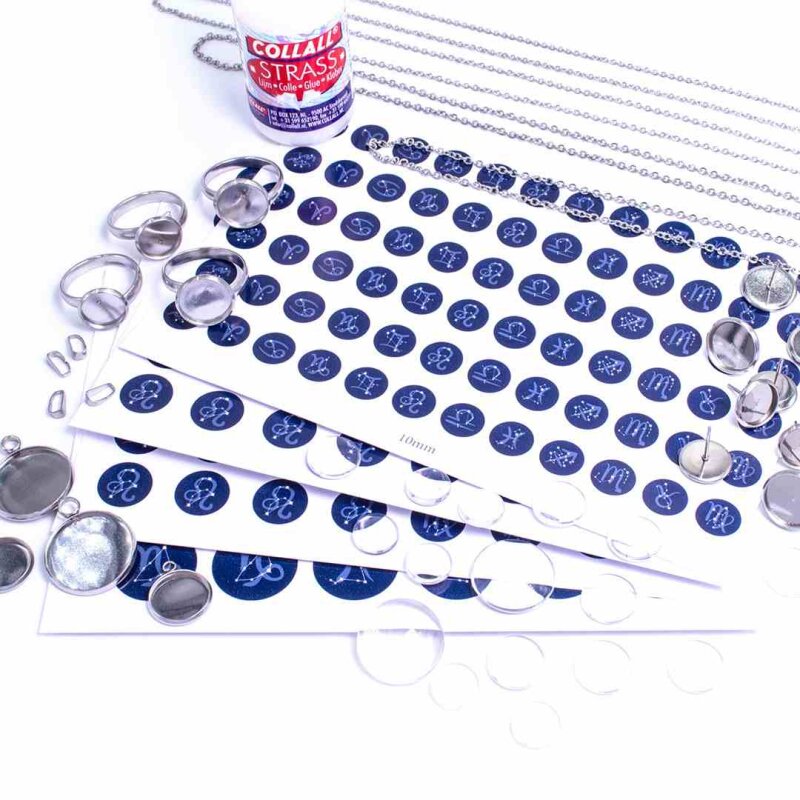 Zodiac Cabochon Bastelset mit Sternzeichen aus Edelstahl