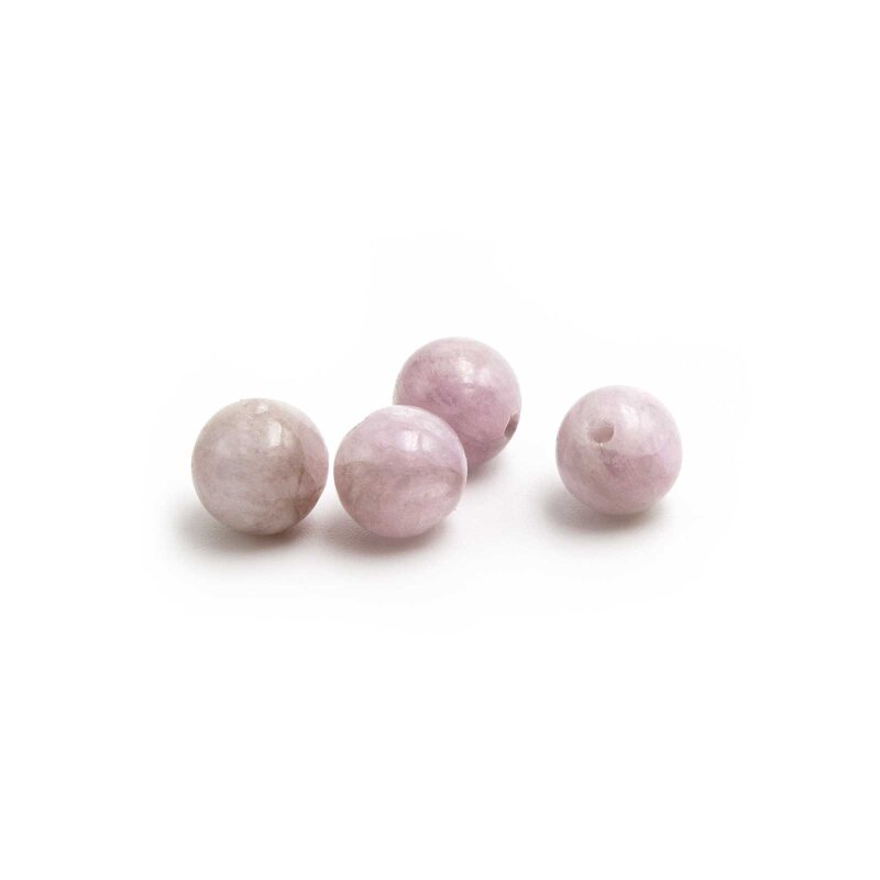 Perlen aus natürlichem Kunzit in einem zarten Flieder 6 mm 4 Stück