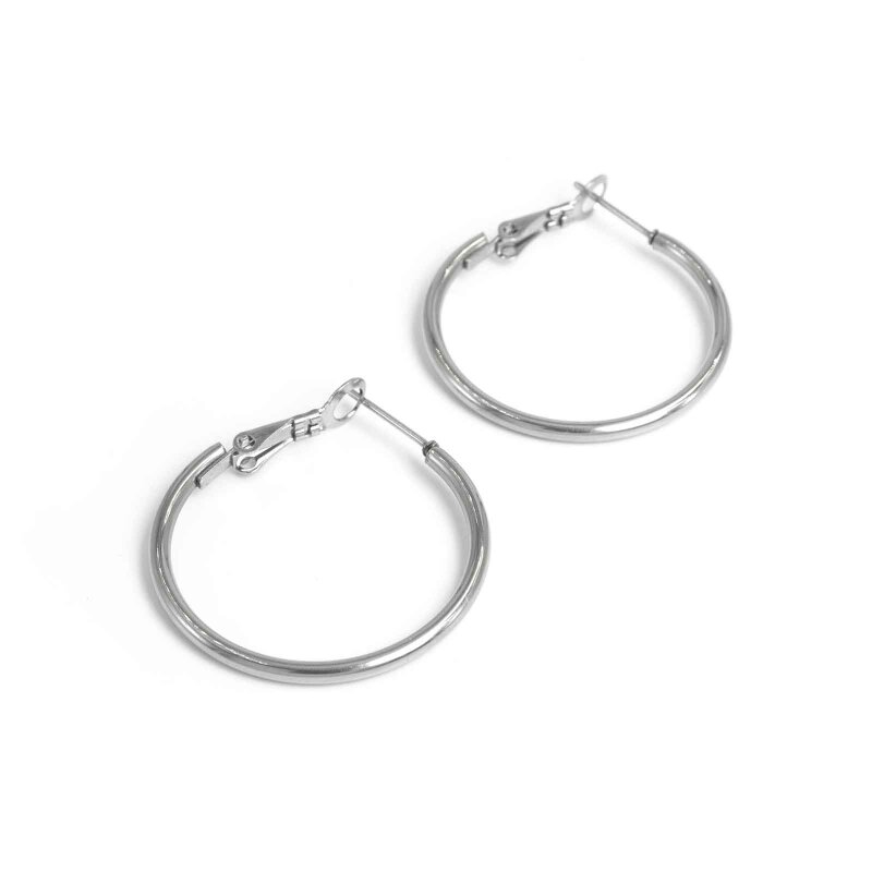 Creolen aus 304 Edelstahl in platinfarben 30mm 2 Stück