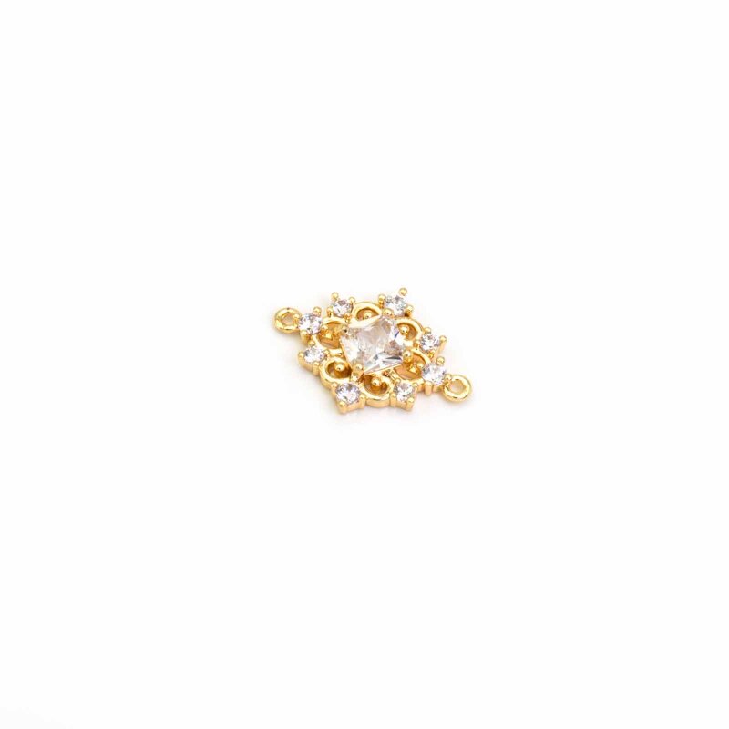 Verbinder mit Zirkonia Schmucksteinen 18k Gold beschichtet 1 Stück