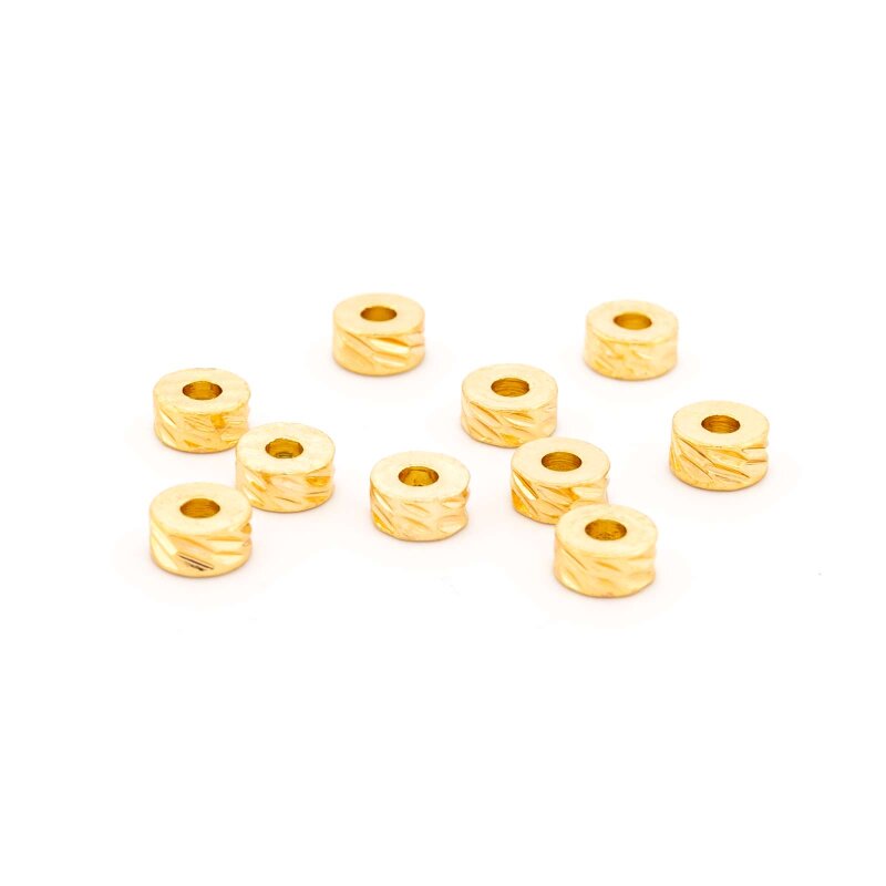 Verzierte Zwischenperlen aus Messing mit 18K Goldbeschichtung 4 mm – 10 Stück