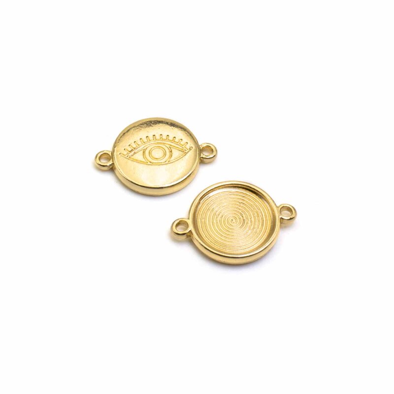 Fassungen als Verbinder mit Auge und Goldbeschichtung für 14mm Cabochons 2 Stück