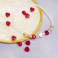 Glasperlen als Herz in transparenten rot 6mm 20 Stück
