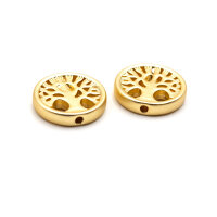 runde Zwischenperlen mit Lebensbaum 18k Gold beschichtet...