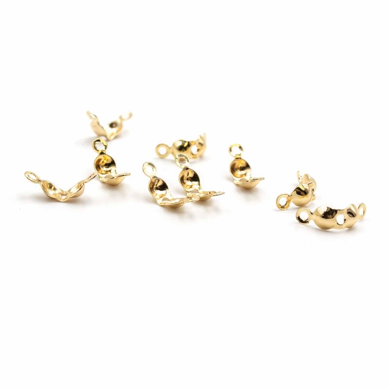 Quetschkalotten 18K Gold beschichtet, 3 mm, 10 Stück