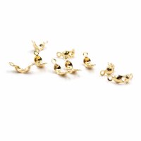Quetschkalotten 18K Gold beschichtet, 3 mm, 10 Stück