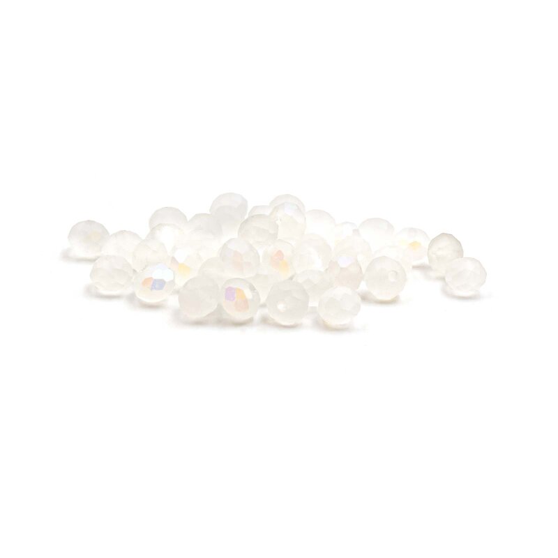 gefrostete Glasperlen weiß 6x4mm 50 Stück