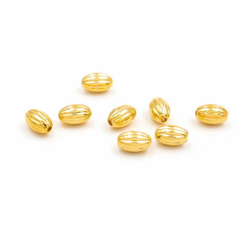 ovale Zwischenperlen aus Messing mit 18k Goldbeschichtung 5x3mm 10 Stück