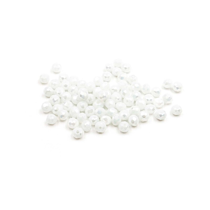 Glasschliffperlen in weiß 4x3mm 50 Stück