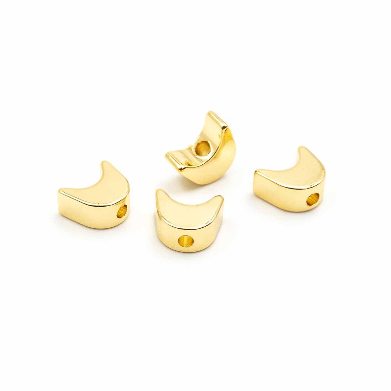 Zwischenperlen als Halbmond mit 18K Goldbeschichtung 4 Stück