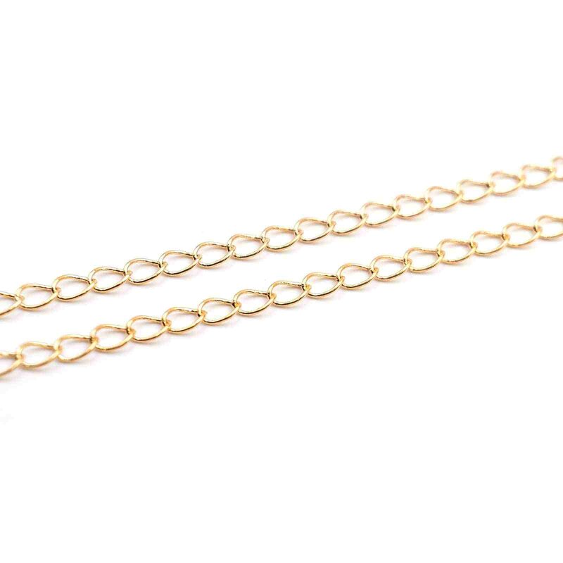 Gliederkette aus Messing mit gedrehten Gliedern 5x3,5mm 18k Gold beschichtet 1m