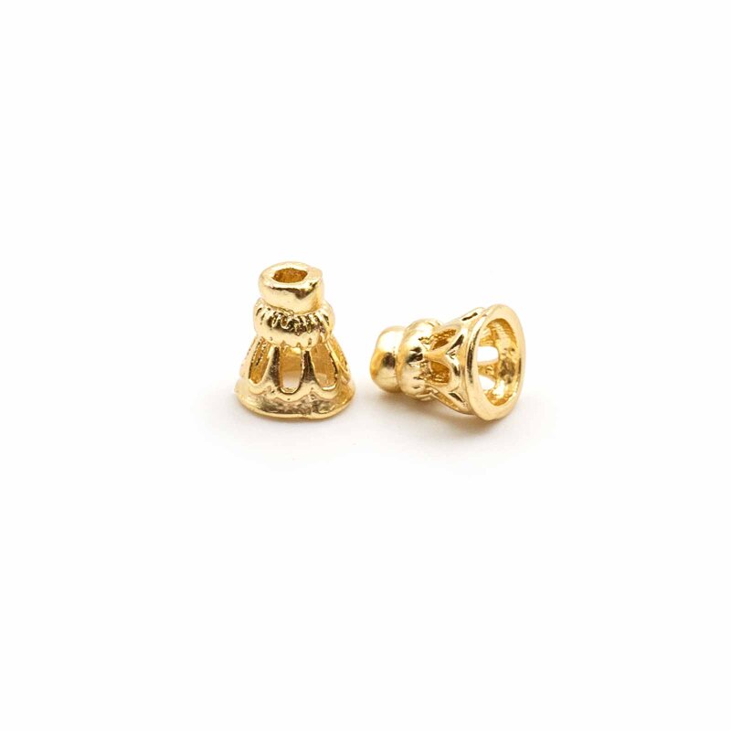 hohe Perlkappen aus Messing mit 14k Goldbeschichtung in matt 6x7mm 2 Stück