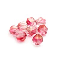 Glasperlen als Melone in rot mit Schimmer in gold 10mm 8...