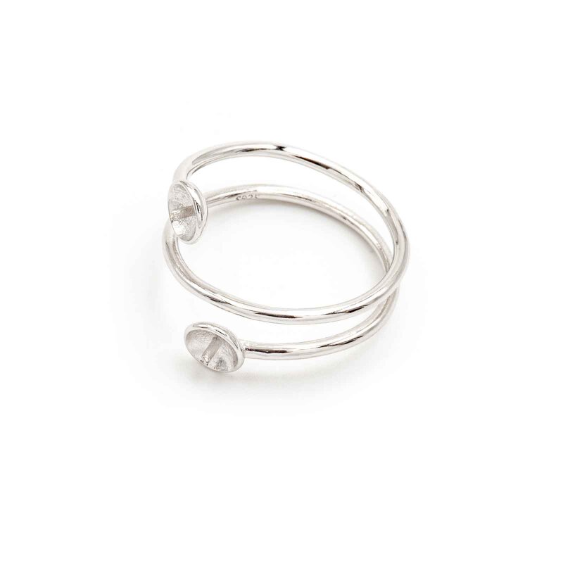 Ringrohling aus 925 Sterling Silber für halbgebohrte Perlen 1 Stück