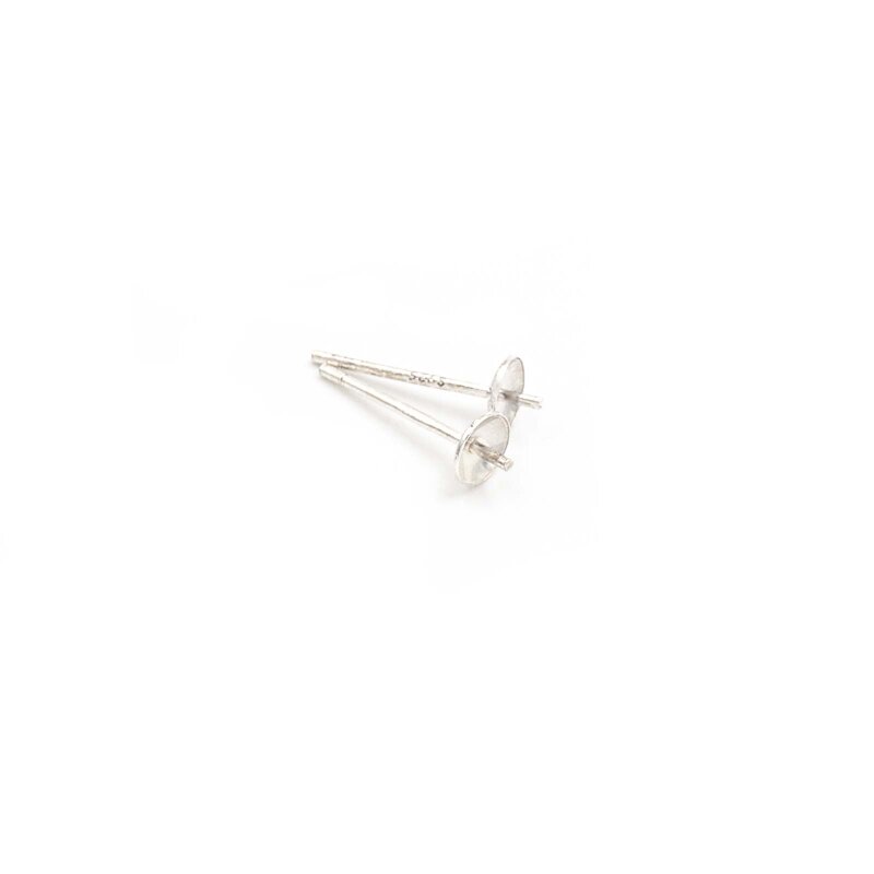 4 mm Ohrstecker aus 925 Sterling Silber für angebohrte Perlen 2 Stück