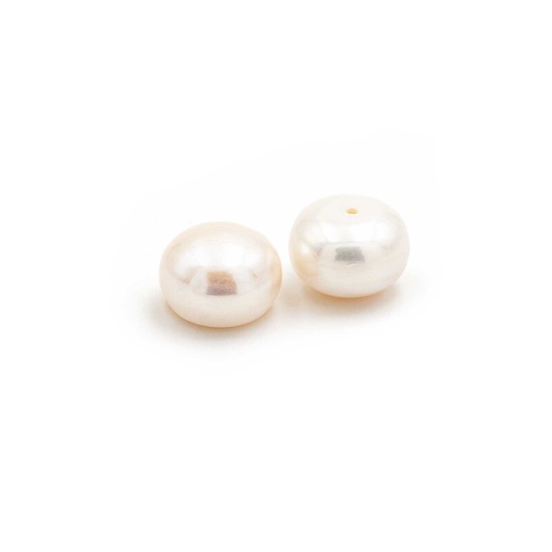 halbgebohrte Süßwasserzuchtperle in weiß, 3 A, 11-11,5 mm x7 mm
