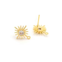 Ohrstecker mit Zirkonia Schmuckstein als Sonne 18k Gold...