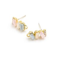 Ohrstecker mit Strasssteinen und bunten Perlen 18k Gold...