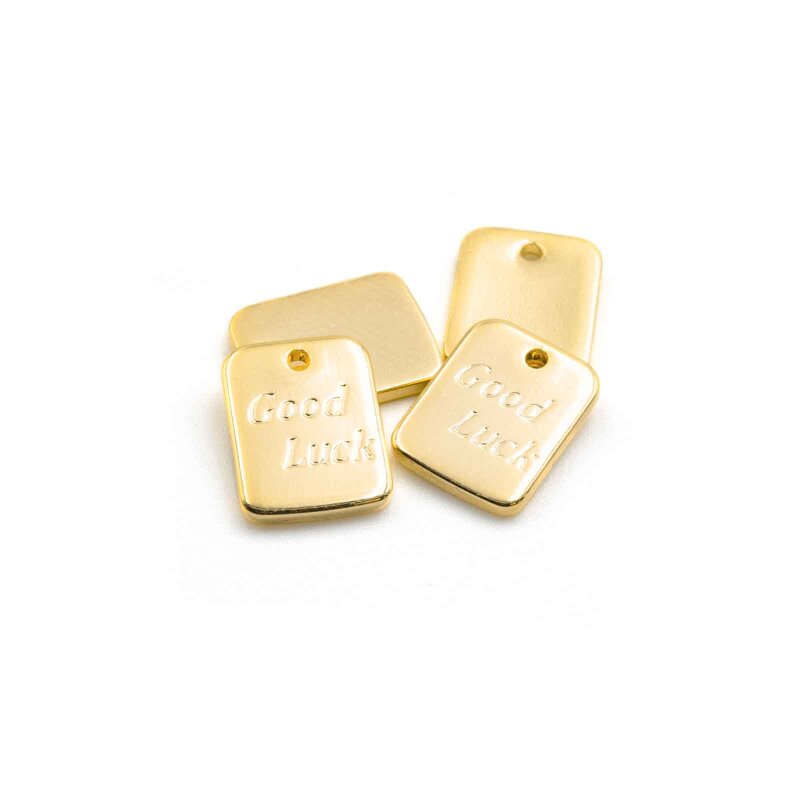 kleine Plättchen aus Messing 18k Gold beschichtet 9x7mm 4 Stück