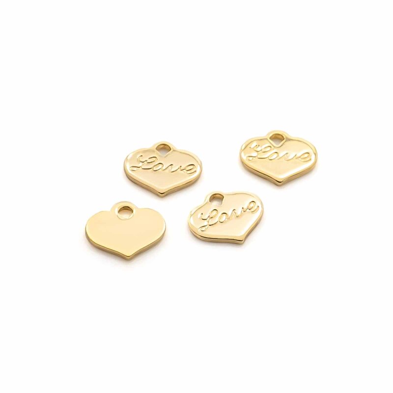 Kleine Herzen aus Messing 18k Gold beschichtet 7x8mm 4 Stück