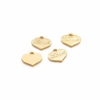 Kleine Herzen aus Messing 18k Gold beschichtet 7x8mm 4...