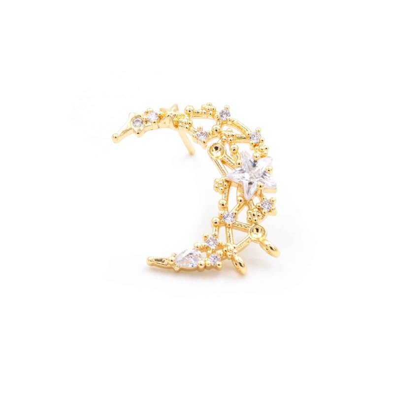 Ohrstecker als Mond mit Zirkonia 18k Gold beschichtet