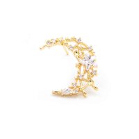 Ohrstecker als Mond mit Zirkonia 18k Gold beschichtet