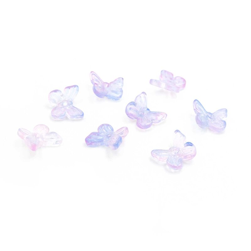 Perlen Schmetterling aus Glas in violett blau 8 Stück