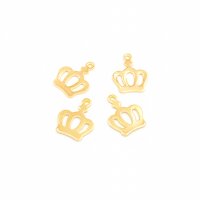 flache Anhänger Krone aus Messing 18k Gold...