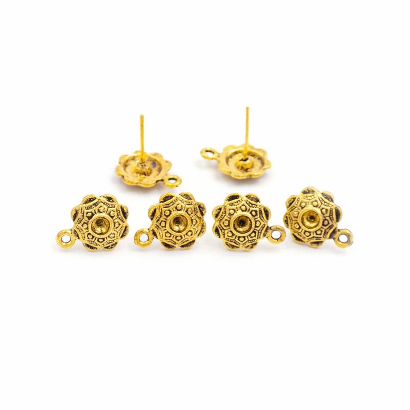 Ohrstecker mit Fassung für Schmuckstein in antik goldfarben 6 Stück