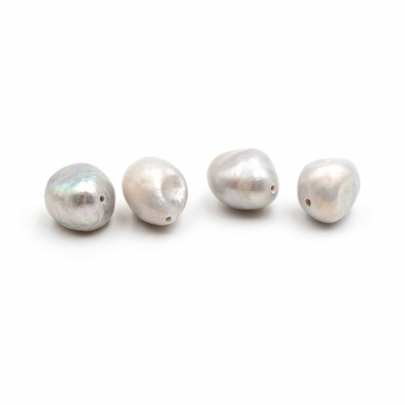 Süßwasserzuchtperlen barock grau 8 - 10 mm 4 Stück