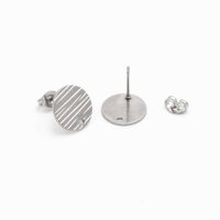 Ohrstecker mit Plättchen Maserung 304 Edelstahl 4...