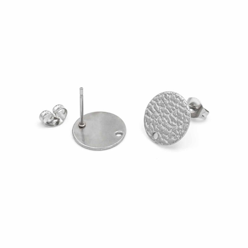 Ohrstecker mit Plättchen Krokodil Print 304 Edelstahl 4 Stück
