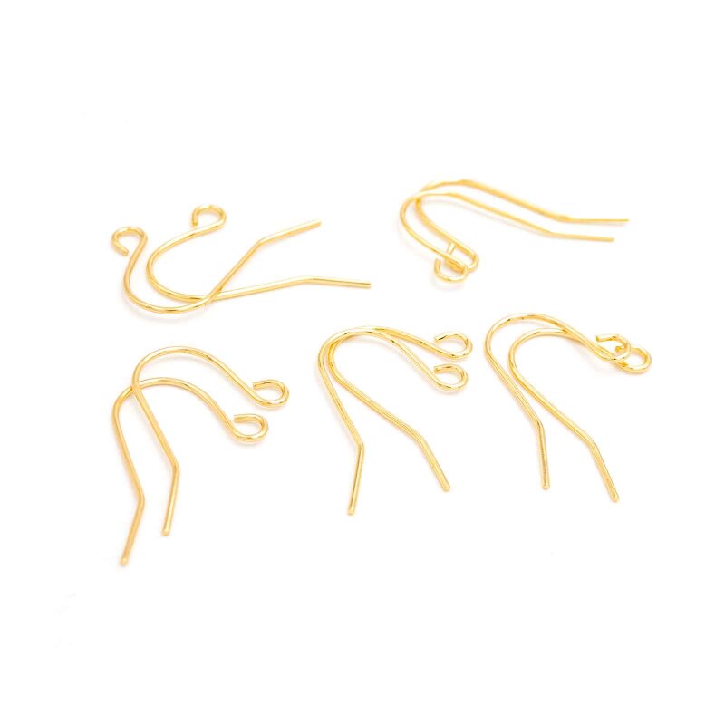 Ohrhaken mit Aufhängung aus Messing, 18K Goldbeschichtung, 10 Stück