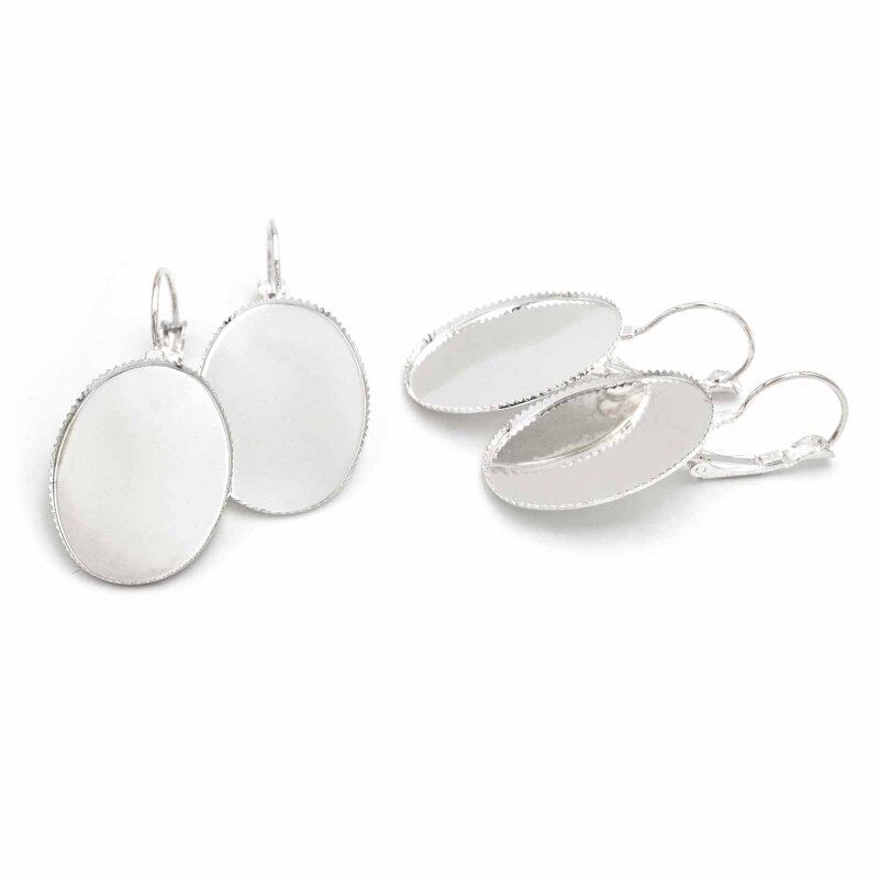 Brisuren mit ziseliertem Rand in silberfarben für 25x18mm Cabochons 4 Stück