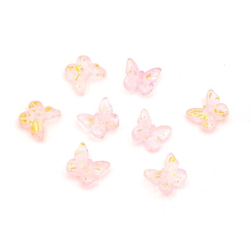 Perlen Schmetterling aus Glas in rosa 8 Stück