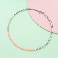 Halsreif Valeria mit rosa und silberfarbenen Perlen