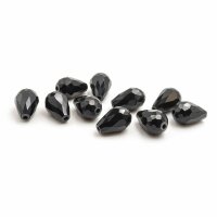 Glasschliffperlen als Tropfen in schwarz 10x15mm 10...