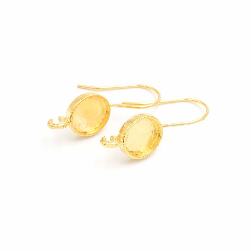 Ohrhaken mit 8mm Fassung goldfarben 2 Stück