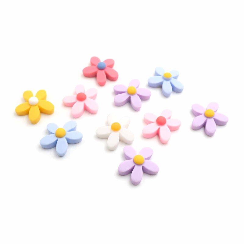 Resin Cabochons als Blume im Farbmix 16mm x 16mm 10 Stück