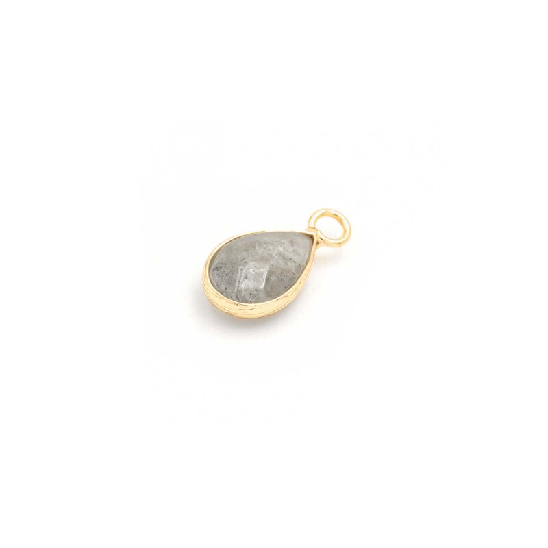goldfarbener Anhänger aus geschliffenem Labradorit 17mm x 9mm 1 Stück