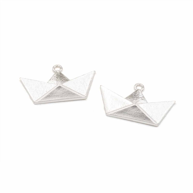 Anhänger Boot im Origami Stil in silberfarben 2 Stück