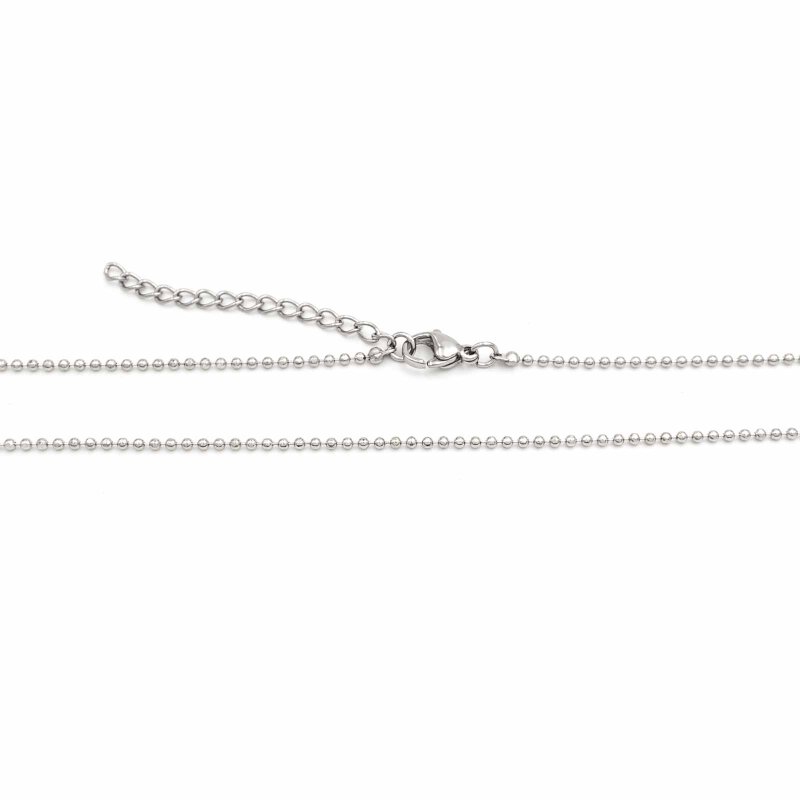 Kugelkette Messing 50,5 cm Halskette mit Karabinerverschluss Platinfarben 1,5mm