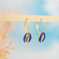 Perlen als Kaurimuschel in blau und goldfarben 4 Stück