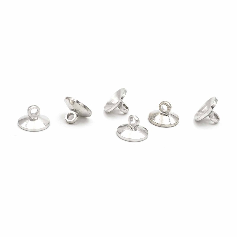 Aufhängung für Hohlperlen 8 mm Messing platinfarben Perlenkappen mit Öse 6 Stück