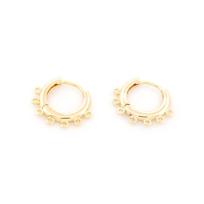 Creolen mit 7 Ösen aus Messing 18K goldbeschichtet 18 mm 2 Stück