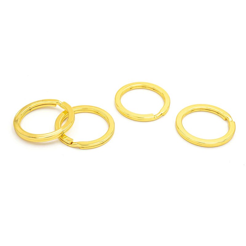 flache Schlüsselringe in goldfarben 25mm 4 Stück