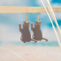 Anhänger Katze aus Acryl in schwarz und grau 2...